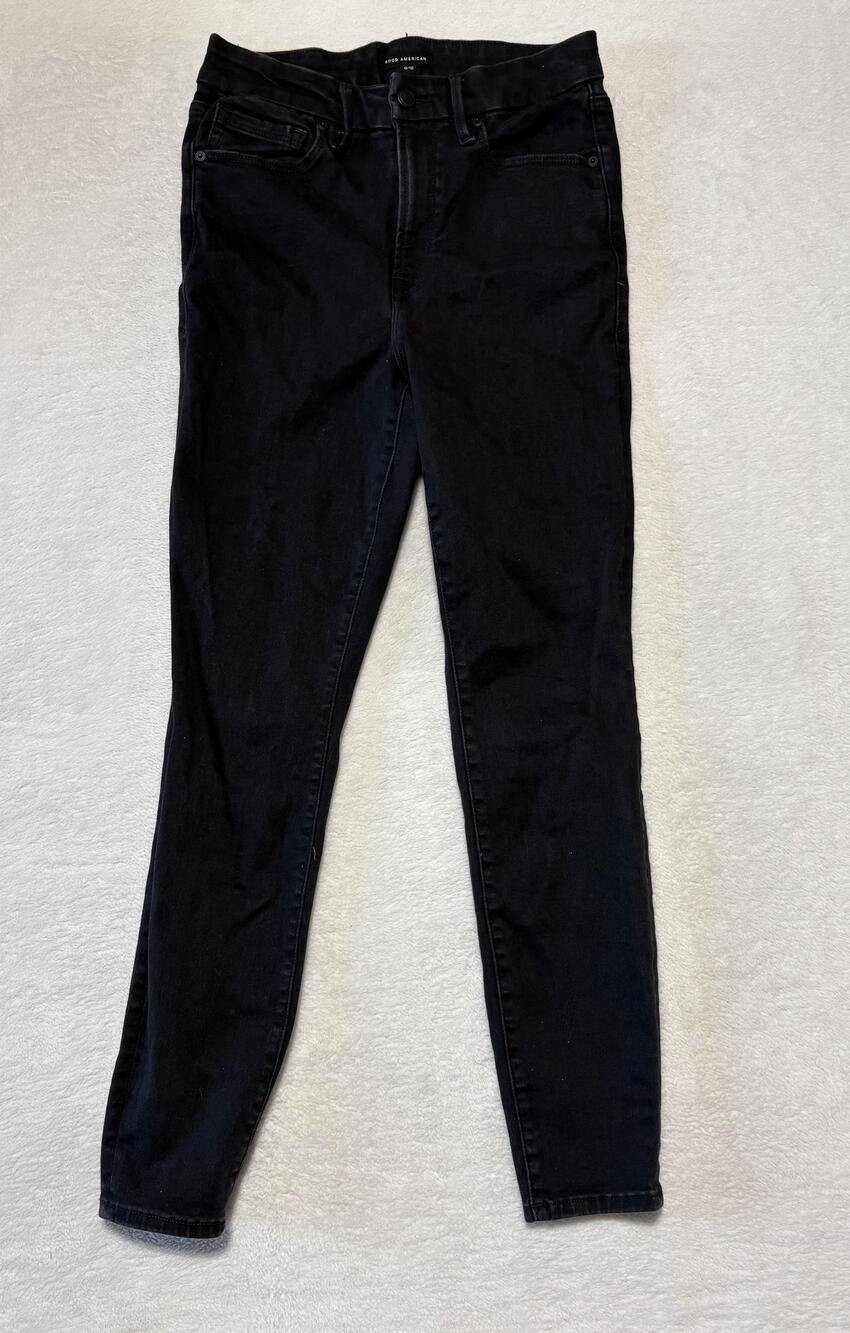 Good American Jeans Womens 6-12 Black Good Legs Skinny Dark Wash Denim